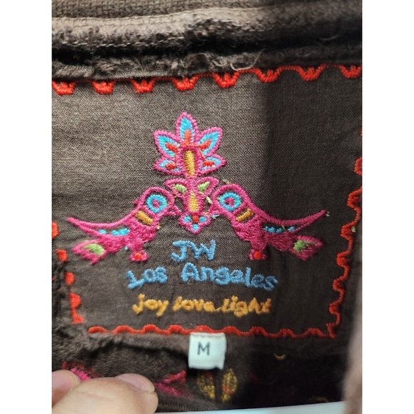 Johnny Was Womens BOHO Embroidered Jacket Size Medium Brown Cotton Button Front - Picture 8 of 9